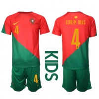 Dres Portugalsko Ruben Dias #4 Domáci pre deti MS 2022 Krátky Rukáv (+ trenírky)